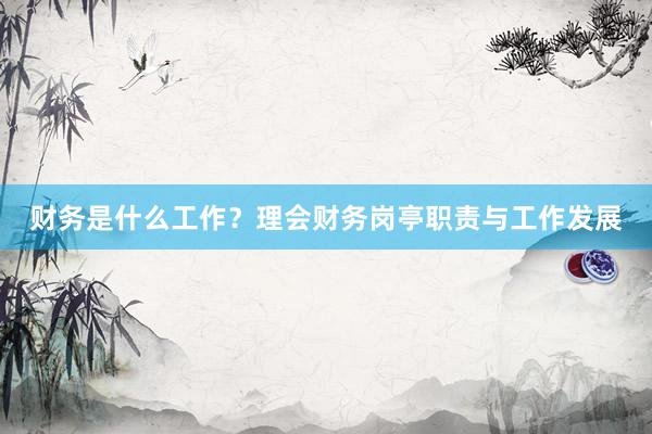 财务是什么工作？理会财务岗亭职责与工作发展